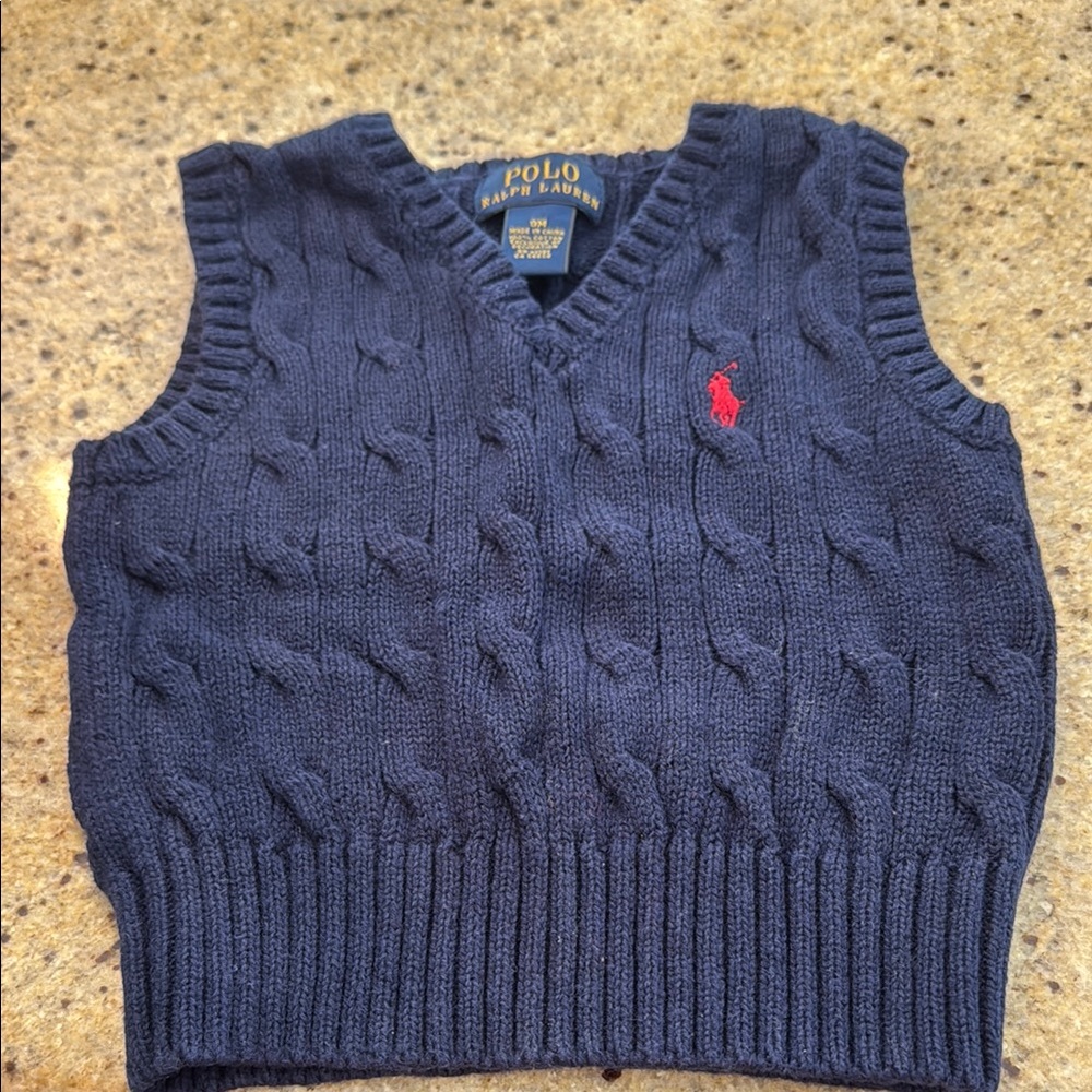 Polo by Ralph Lauren Navy Cable Knit Sweater Vest